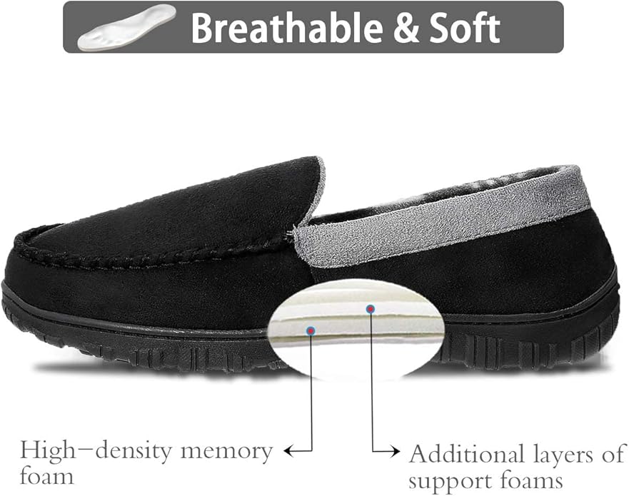 shoeslocker Mens Slippers Microsuede Moccasin Memory Foam House Shoes