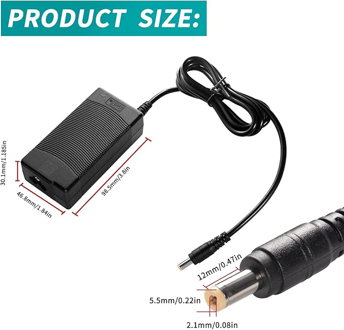 DC 24V 2A Label Printer Adapter - AC Power Supply Adapter 100V240V AC to DC Converter for Rollo, JIOSE J500, MUNBYN P129, BEEPRT, JADENS Printers