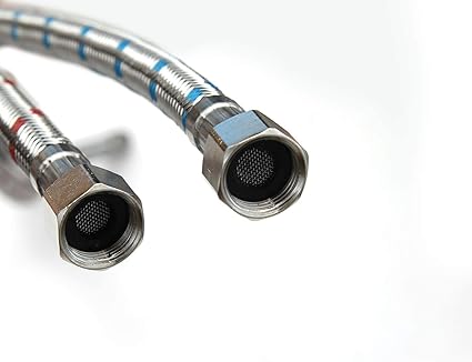 Homevacious 32-Inch Long Bathroom Kitchen Faucet Connector Braided Supply Hose 38-Inch Female Compression Stainless Steel Thread x M10 Male Connector, x 2 Pcs (1 Pair)