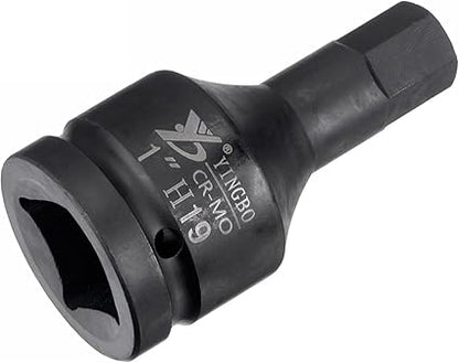 Premium Impact Hex Bit Socket,1" Drive 102mm Length CR-MO Steel Metric Sizes Square Drive Sockets,19mm