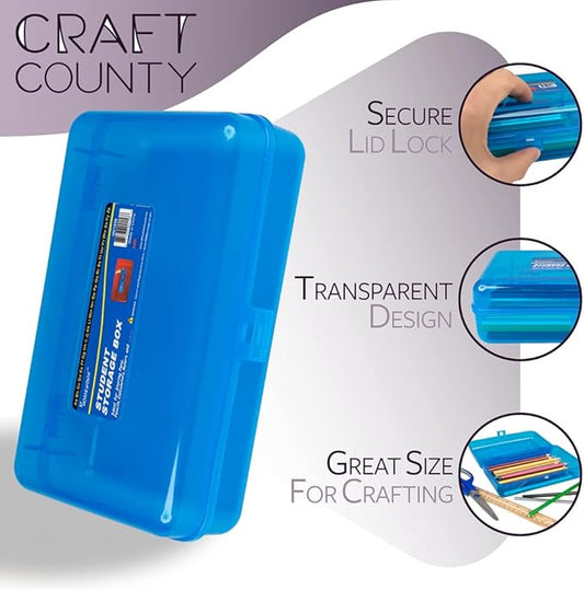 Craft County  Transparent Pencil Box  Colored Utility Box Storage Office Supplies Organizer  Clear