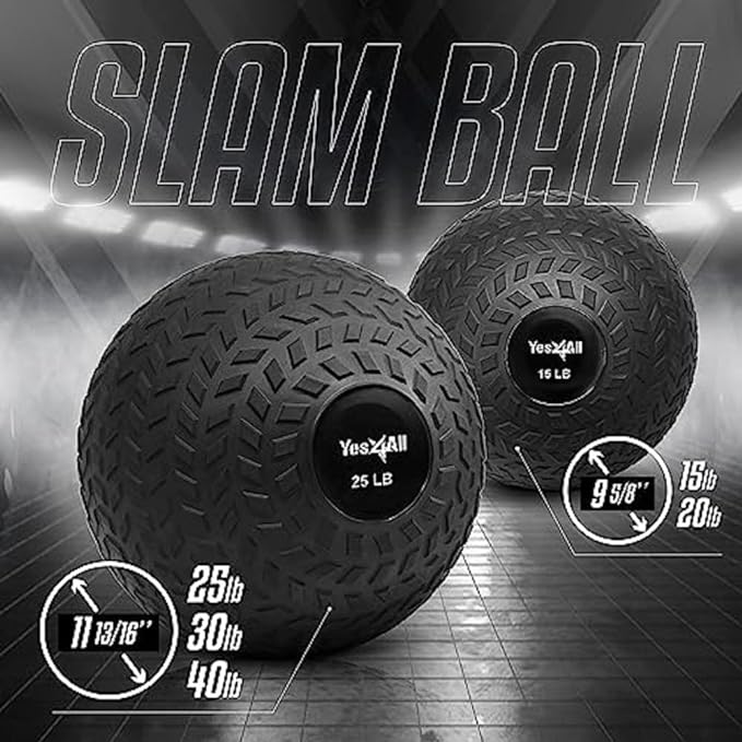 Yes4All Slam Ball, 10-40lb Medicine Ball, Durable PVC Sand Filled Workout Dynamic Weighted Balls for Exercise Core Strengthen