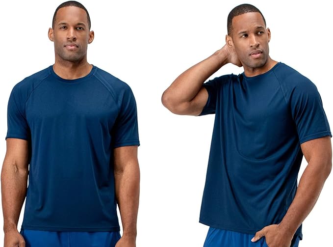 DEVOPS 2 or 5 Pack Men's UPF 50+ Sun Protection Moisture Wicking Dry-Fit Short Sleeve Workout V-Neck Shirts