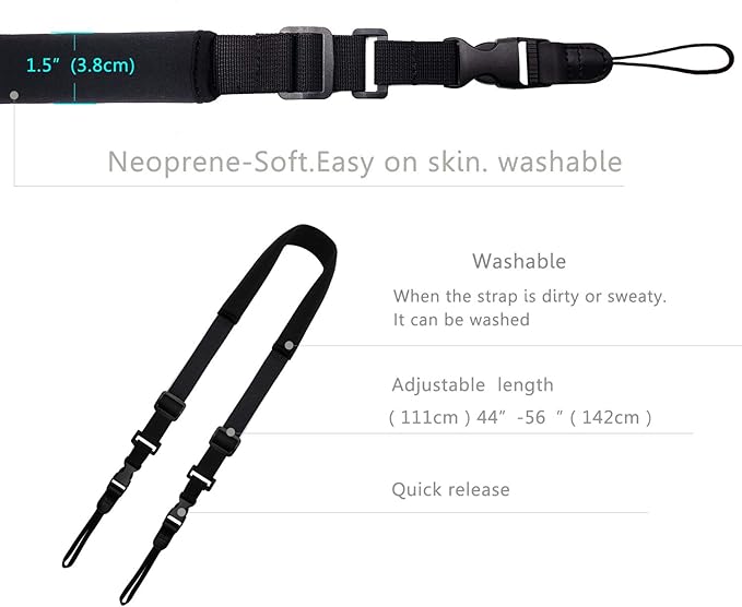 Camera Neck Straps with Quick Release Black for DSLR Camera or Binoculars Strap