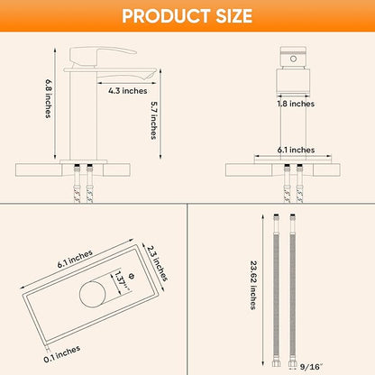 OWOFAN Black Bathroom Sink Vanity Faucet Single Handle Matte Black Modern RV Faucet Deck Mount 1 Hole or 3 Holes 855985R