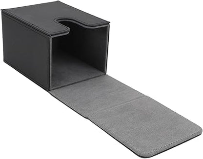 Card Deck Box PU Leather Multifunctional Portable Magnetic Closure Card Storage Box for More Than 100 Cards (Black and Grey)