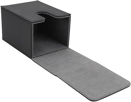 Card Deck Box PU Leather Multifunctional Portable Magnetic Closure Card Storage Box for More Than 100 Cards (Black and Grey)
