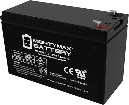 ML7-12 - 12 VOLT 7.2 AH SLA BATTERY - Mighty Max Battery brand product, black