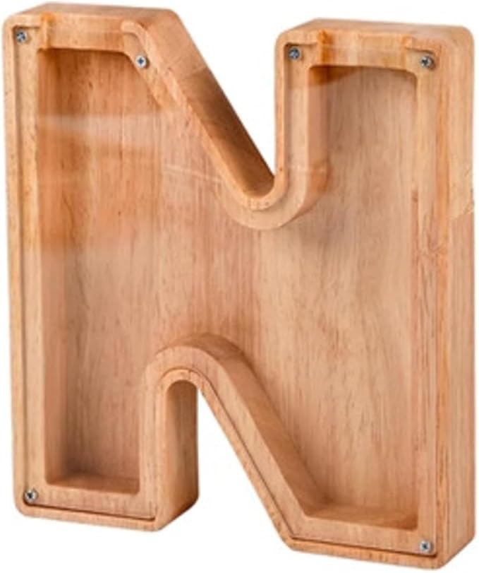 Internet Celebrity Wooden New English Letters Cash Box Children boy Piggy Bank Decoration Saving Box Transparent and Creative Gift