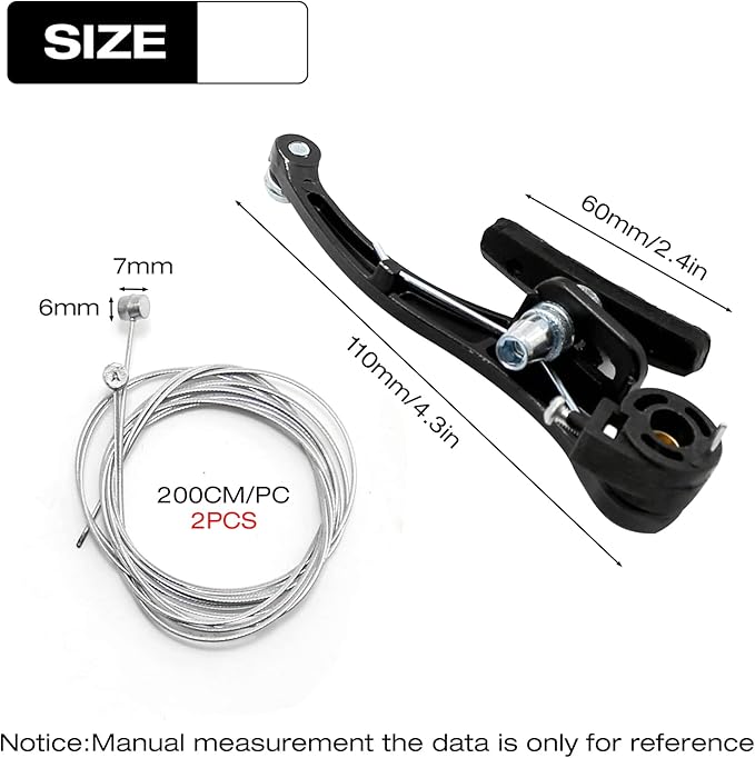 2 Pairs Bike Brake Set, Universal Complete V Bike Brakes Set for Most Mountain Bicycle, Including Road Bike Brakes Cables, Front Back Wheels End Caps,End Ferrules-Black