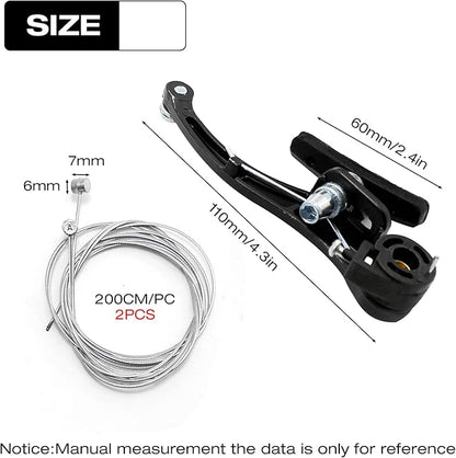 2 Pairs Bike Brake Set, Universal Complete V Bike Brakes Set for Most Mountain Bicycle, Including Road Bike Brakes Cables, Front Back Wheels End Caps,End Ferrules-Black