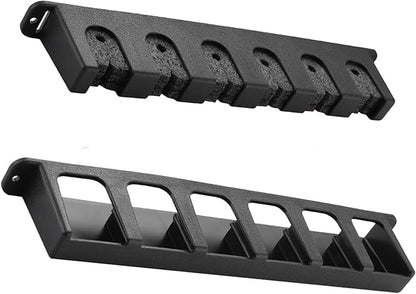 Fishing Rod Holder for Garage Vertical Wall Mounted Stores 6 Rods or Combos Fits Most Rod Diameters (Vertical Black, 1 Pair)