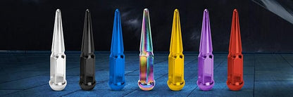 Thread Size: 12 x 1.25 Acorn Seat Solid Metal Spike Lug Nut Closed End Tuner Wheel Rim Tire Screw Refit, Blue