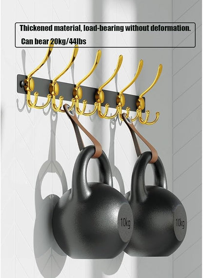 Coat Rack Wall Mounted - Tri Hooks, Heavy Duty, Stainless Steel, Metal Coat Hook Rail for Coat Hat Towel Purse Robes Mudroom Bathroom Entryway(5hooks)
