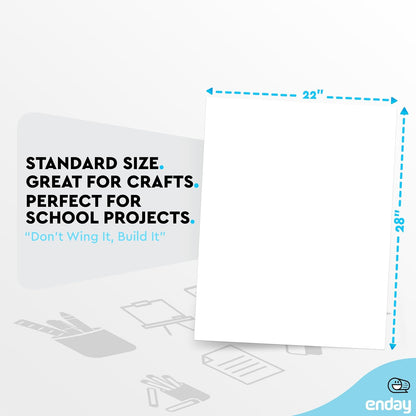White Poster Board 22x28 Poster Paper, Value Poster Boards Pack of 100 Sheets Posterboard, Large Poster Board Bulk for School Supplies Art Craft Project Presentation - Enday (minor damage in one corner)