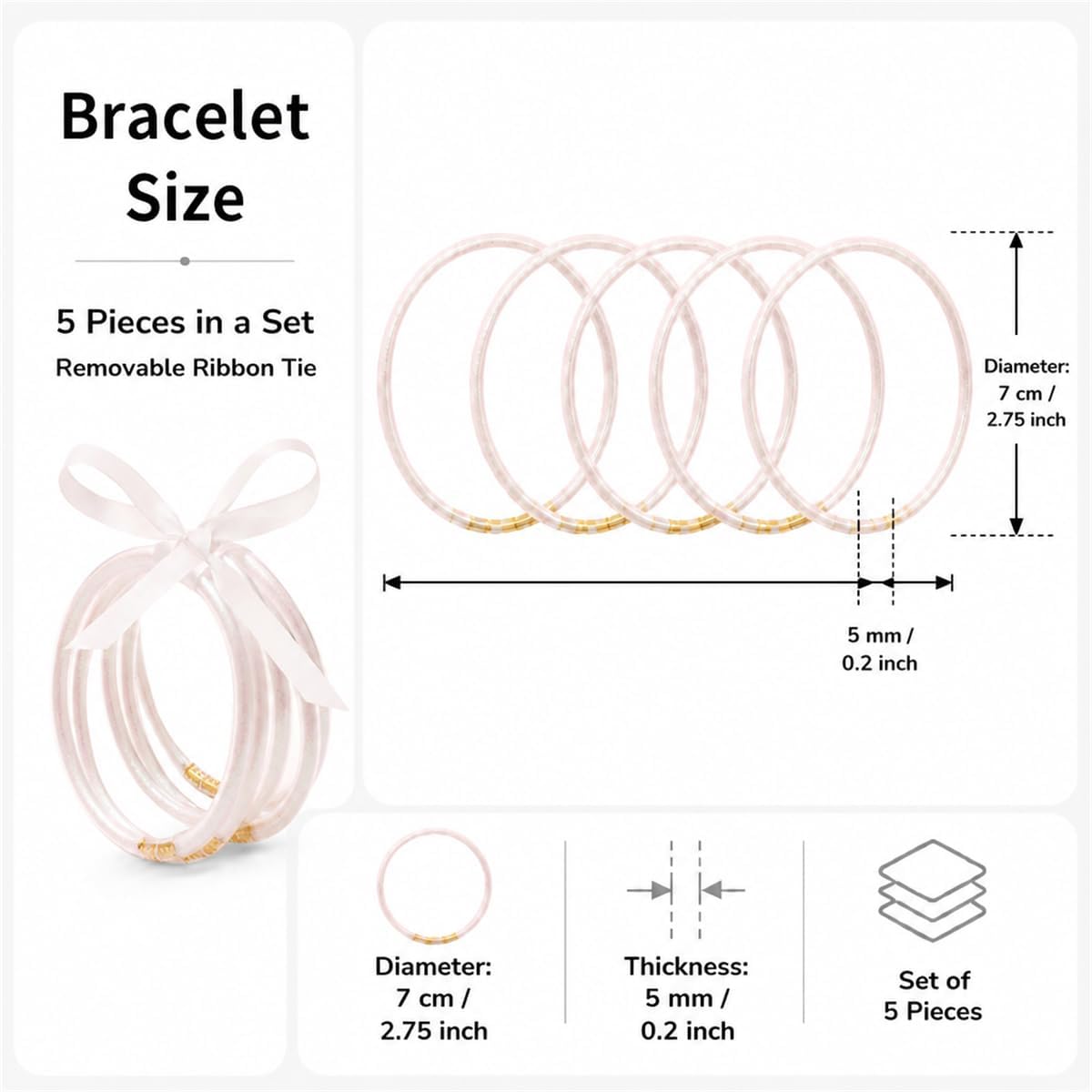 Yecomsy Glitter Jelly Silicone Bangle Bracelet Set