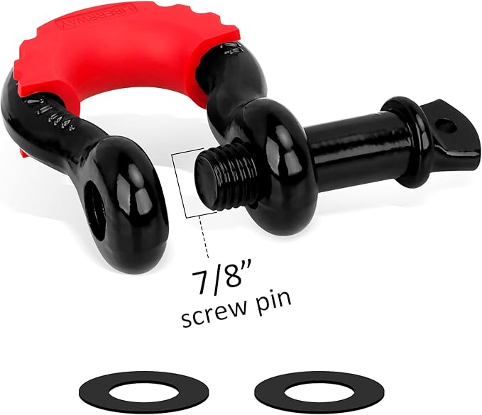 Shackles 34" (2 Pack) LIBERRWAY 57,000 lbs Break Strength with 78'' Pin D Ring Shackle Rugged Off Road Shackles Heavy Duty D Ring for Vehicle Recovery, Black