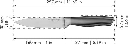 HENCKELS Graphite Razor-Sharp 6-inch Utility Knife, Small Carving Knife German Engineered Informed by 100 Years of Mastery, Gray