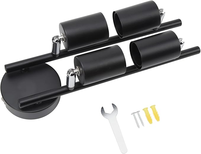 Asixxsix 4 LED track lighting lights, 60 W adjustable LED Folding roof directional lighting accessory kit black for kitchen, gallery, dining room