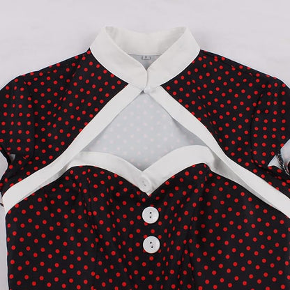 Women 50s 60s Vintage Sleeveless Cocktail Swing Dress 1950s Polka Dot Floral Audrey Rockabilly Prom Party Dress with Belt