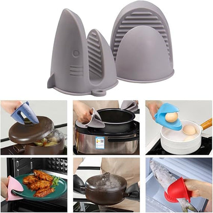 Oven MittsOoaMini Oven Gloves Silicone Heat Resistant Cooking Pinch Mitts Potholder for Air Fryer Kitchen Cooking  Baking (Grey)