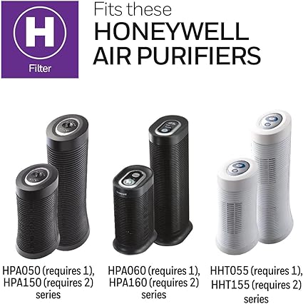 Honeywell HRF-H1 HEPA Air Purifier Filter H, 1-Pack  for HPA050150, HPA060  HPA160 Series  Airborne Allergen Air Filter Targets WildfireSmoke, Pollen, Pet Dander, and Dust