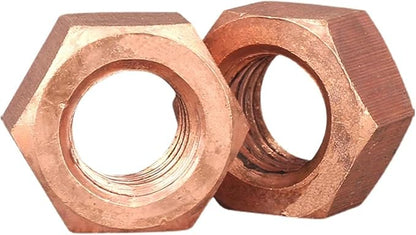 2/5pcs T2 Copper Hexagon Nut Red Copper Nut Conductive Conduction Nut Washer Locking Screw Cap Pure Copper M3 M4 M5 M6 M8 M10 M12(M5 (5Pcs))