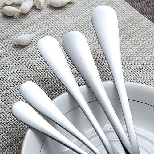 HornTide 6-Piece Dinner Spoon Set Table Spoon Flatware Stainless Steel Mirror Polishing 7-Inch 18cm