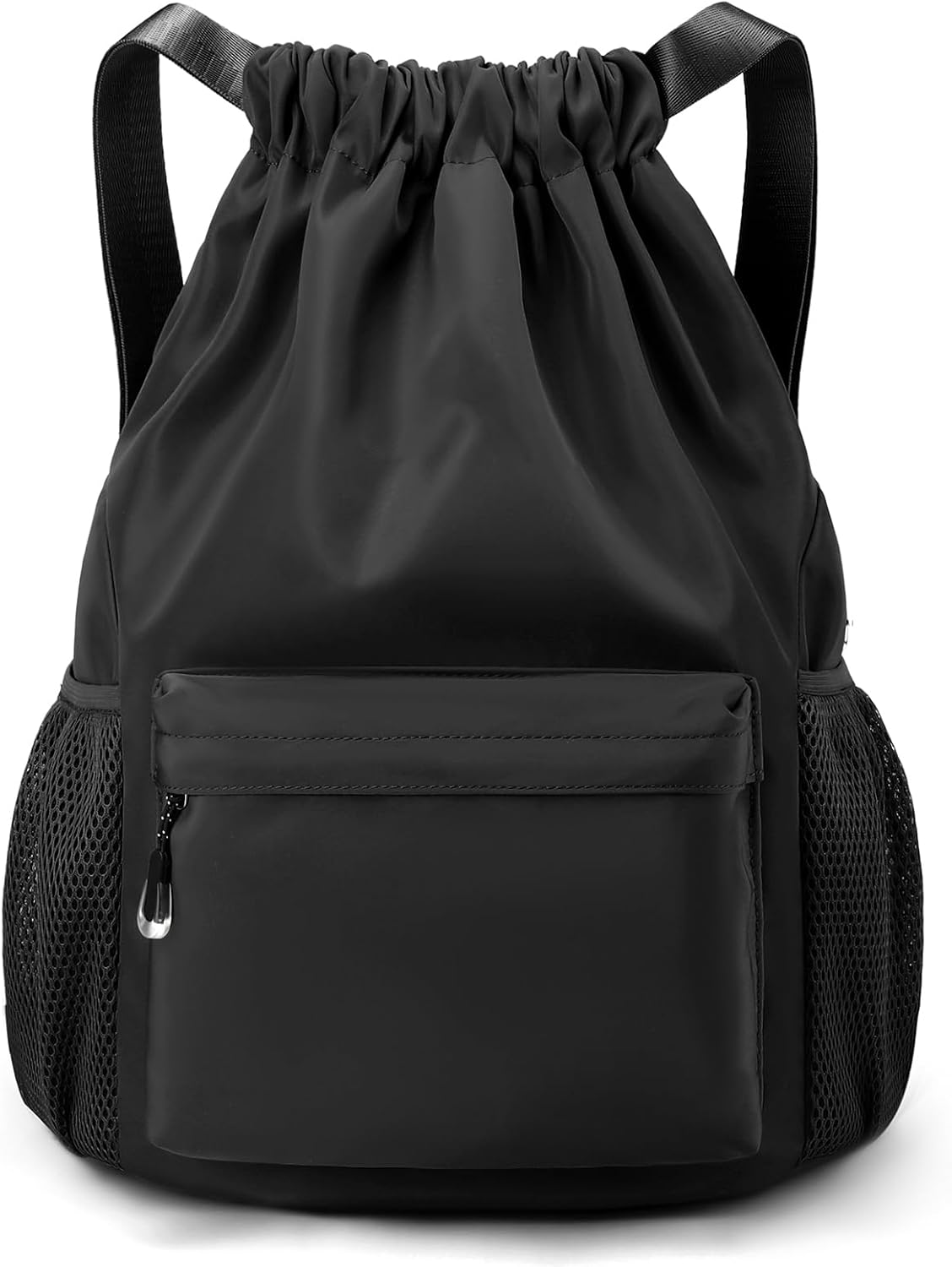 Drawstring Backpack for Women, Waterproof Drawstring Gym Bag for Men, Cinch Sack for Basketball, Pull String Sport Bag for Soccer. (Grey)