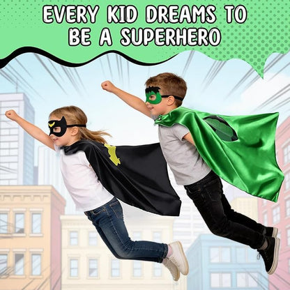 InPoTo Superhero Capes for Kids,Hero Capes and Masks Fit for 4-12years old boy and girls Dress up and Holiday Costumes.