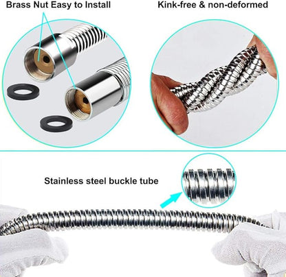 60 Inch Commercial Pre Rinse Sprayer Hose 1.42 GPM Pre Rinse Faucet Hose for Kitchen Sink Faucet, Flexible Stainless Commercial Kitchen Dish Spray Hose Replacement Kit