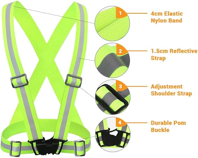 Reflective Vest Running Gear 2Pack, High Visibility Adjustable Safety Ves for Night Cycling,Hiking, Jogging,Dog Walking
