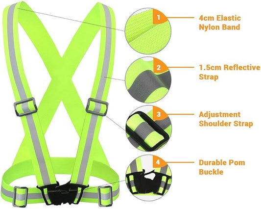 Reflective Vest Running Gear 2Pack, High Visibility Adjustable Safety Ves for Night Cycling,Hiking, Jogging,Dog Walking