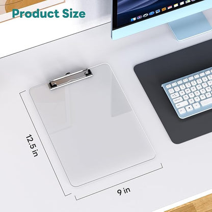A4 Plastic Clipboard 2 Pack, 8.5 x 11 Clear Colored Clip Boards with Low Profile Clip, Letter Size for Classroom, Teacher, Students, School  Office Supplies