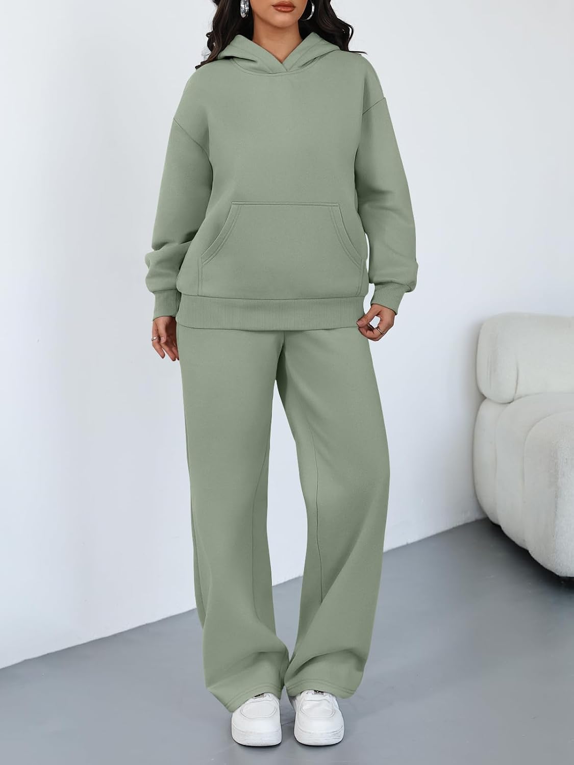 Trendy Queen 2 Piece Lounge Sweat Sets Oversized Sweatshirts & Wide Leg Pants.