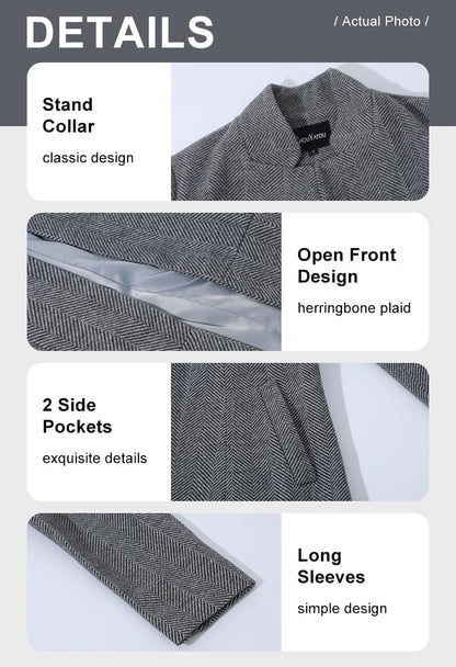 chouyatou Women's Casual Business Open Front Long Sleeve Notch Lapel Office Blazer Jacket