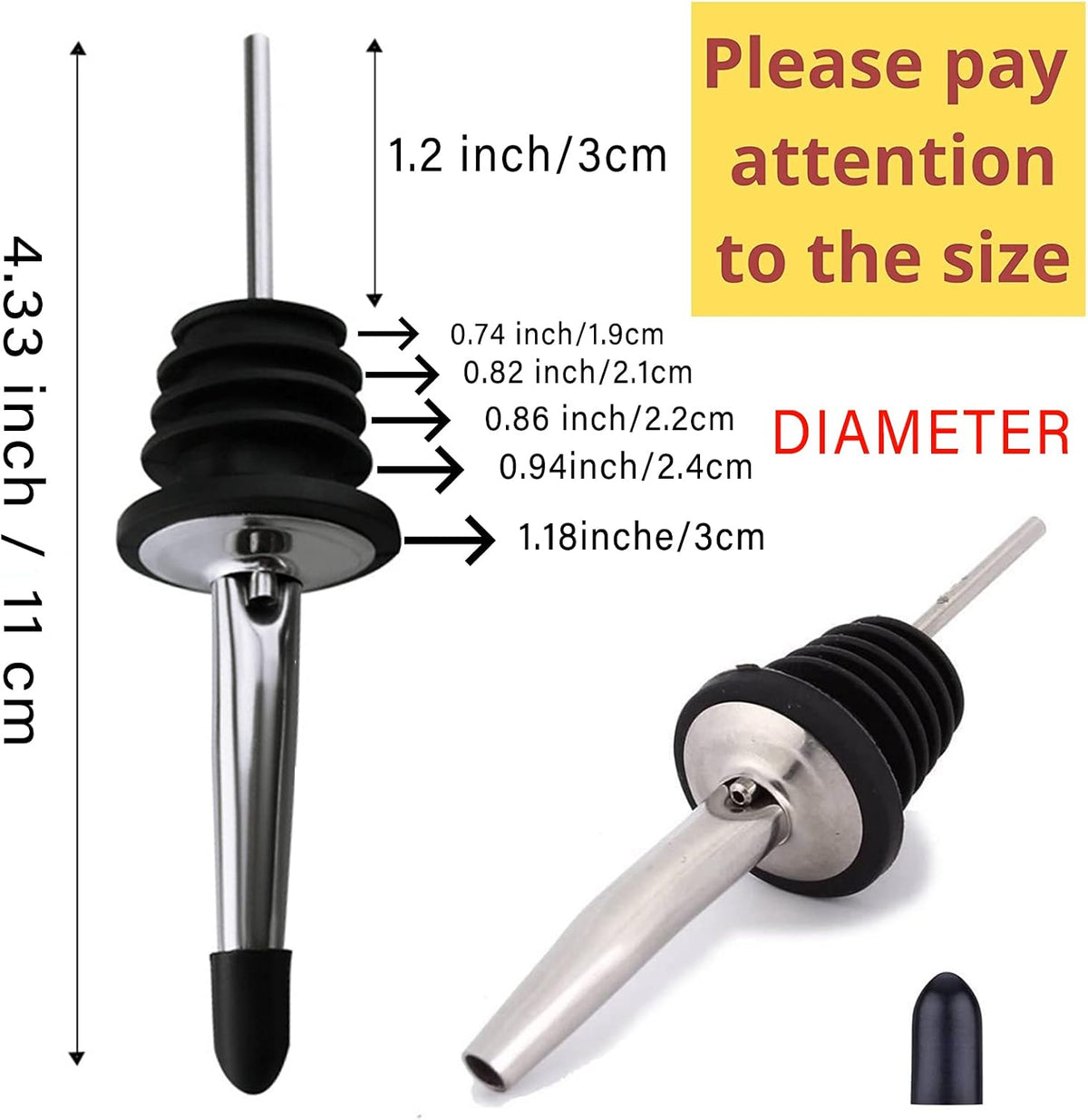 LanMa Olive Oil Spout Pourer, 2PCS Stainless Steel Liquor Bottle Pourers Spouts