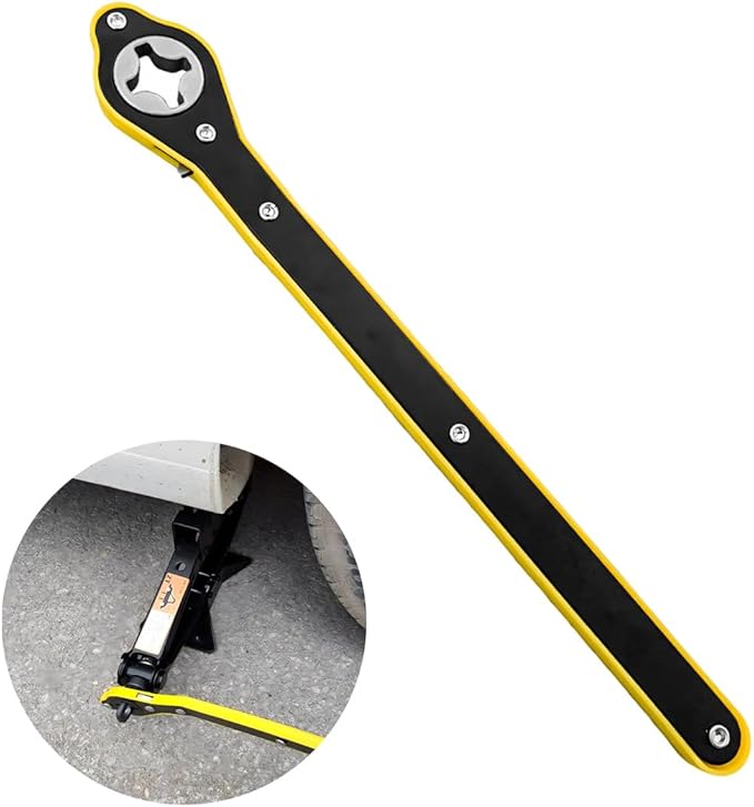 Jack Ratchet Wrench, Forward and Reverse Easily Switch Ratchet Wrench for Scissor Jack, 360 Swivel Labor Saving Jack Lift Speed Tool for Cars SUV, Universal Car Accessories (Wrench)