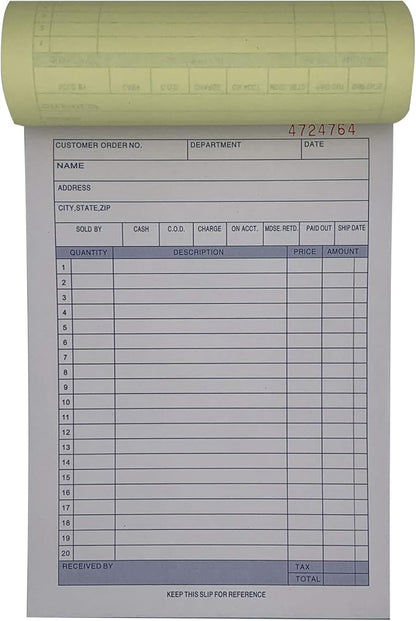 5 Pack Large Sales Order Book Receipt Invoice Duplicate Carbonless 50 Sets 5.916" X 8.716"