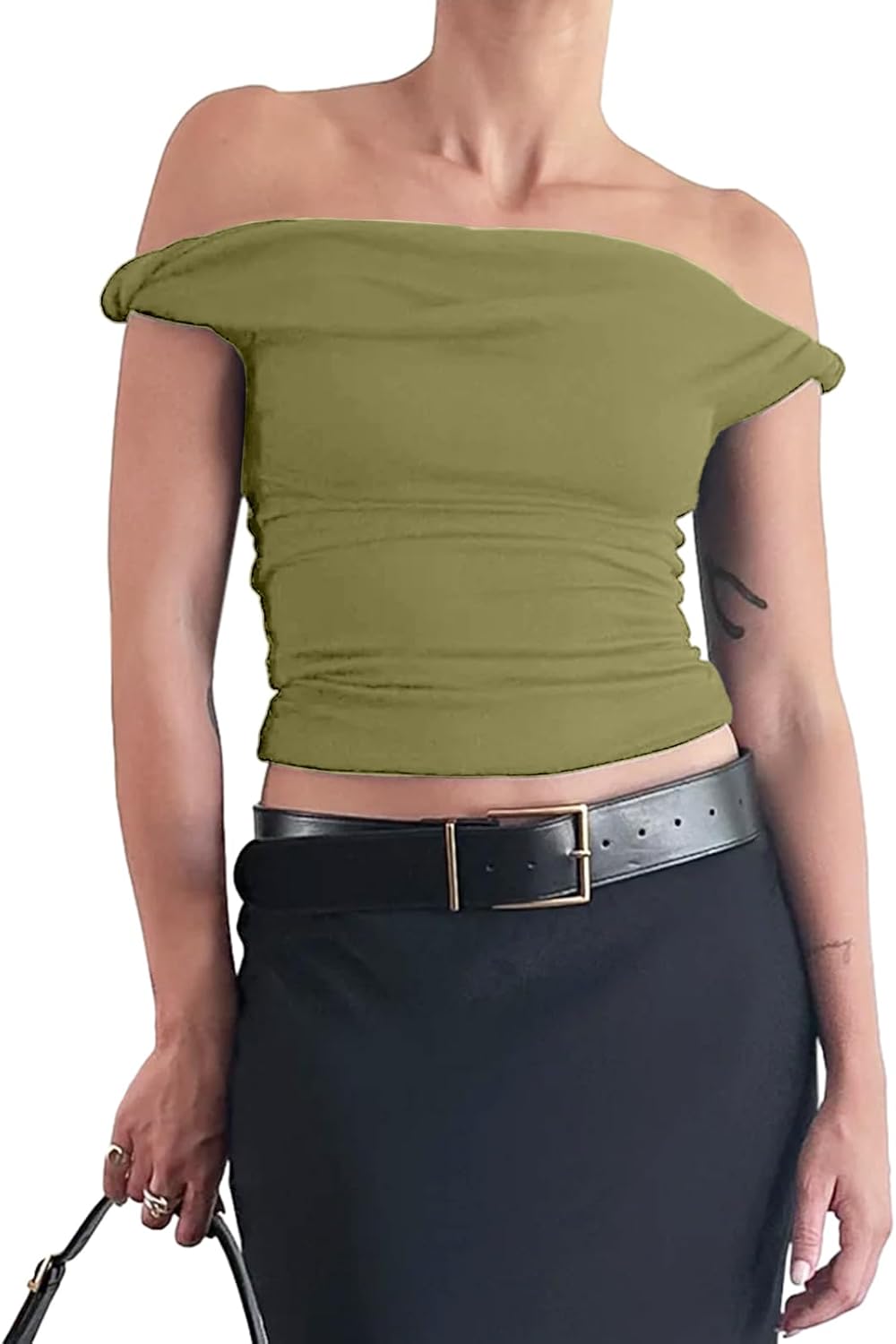 Tankaneo Womens Off The Shoulder Top Sleeveless Slim Fit Tank Top | Stretchy, Y2k Top, Casual T Shirts,Going out Ttop,Summer Top