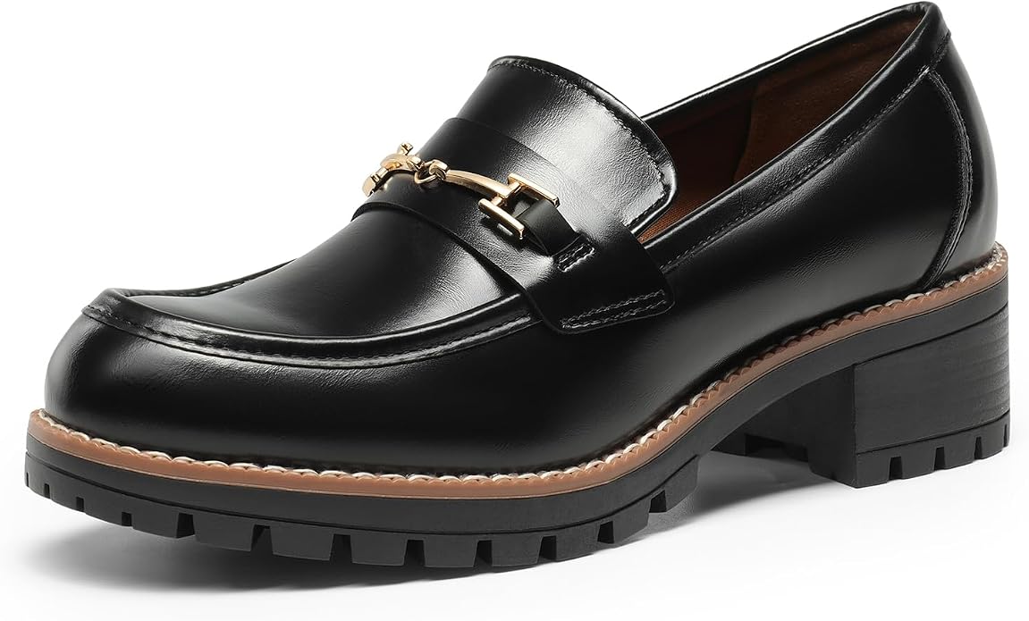 These versatile women's loafers from DREAM PAIRS feature a chunky platform sole, flexible vegan leather, and responsive foam for all-day comfort.