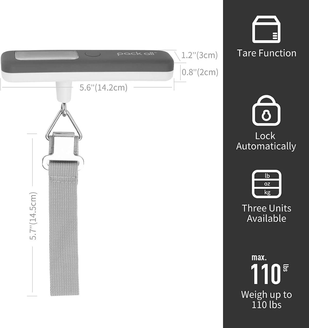 pack all 110 Lbs Luggage Scale, Digital Handheld Luggage Scale, Travel Weight Scale for Luggage with Backlit LCD Display, Battery Included( box damaged)