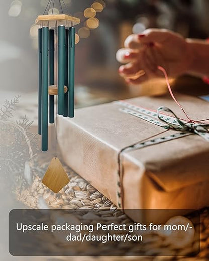 Wind Chimes Outdoor Deep Tone, Wind Chimes for Outside, Memorial Wind Chimes with Hook as Gifts for Mother's DayHousewarmingChristmas, Patio, Garden, Yard, Home Decor. Green