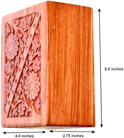 Wooden Keepsake Urn Box for Human Ashes, Cremation Memorial Urn Box, Handcarved Decorative Urn, Wooden Box Urn for Pets, Cat, Infant, Adult Memorial Urns, Burial Urns for Ashes- Small