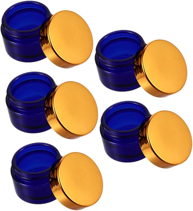 VICASKY 5pcs Refillable Glass Cosmetics Sub Bottle 50g Face Cream Eye Cream Storage Portable and Easy to Use