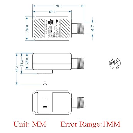 LED Transformer 12V 0.6A LED Controller Class 2 Power Unit, IP44 Low Voltage Transformer US Plug for Christmas Light, String Light (12V7.2W 2Packs)