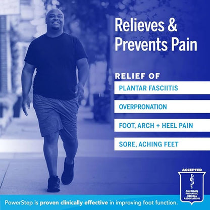 PowerStep Pinnacle Low, PowerStep Insoles, Flat Feet, Plantar Fasciitis Relief, Overpronation, Arch Support, Heel Pain, All Day Comfort, Pain Relief, Made in USA (Men's 9-9.5 / Women's 11-11.5)