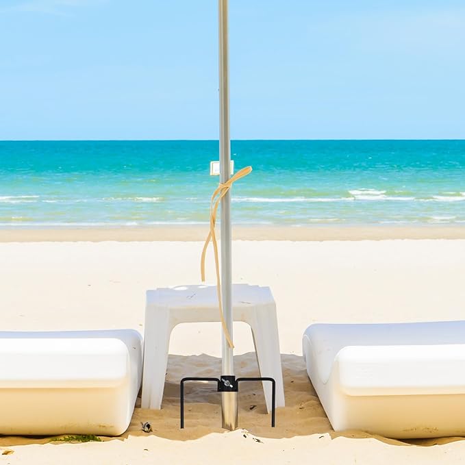 Flag Pole Ground Stake Beach Umbrella Anchor Iron Craft Base Outdoor Garden Stand