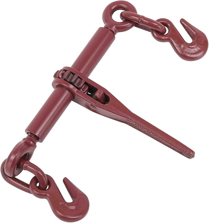 Mytee Products (2 Pack) Ratchet Chain Binder 1/4" - 5/16" Chain Binders Tie Down Hauling Red