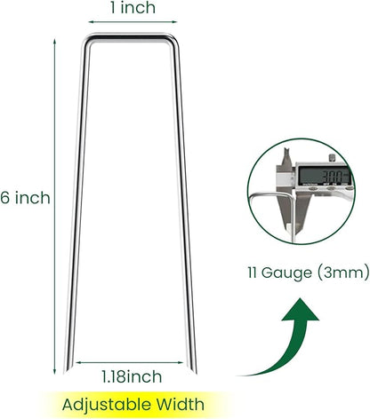 6 Inches Heavy Duty Galvanized Steel Garden Stakes Staples Securing Pegs for Securing Weed Fabric Landscape Fabric Netting Ground Sheets and Fleece, Christmas Decoration, Accessories (10, Silver)